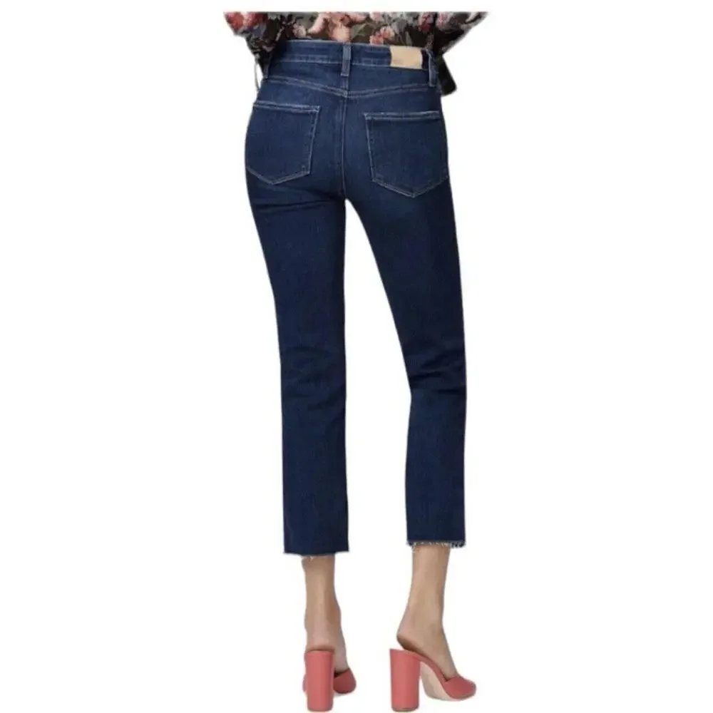 NWT PAIGE Cindy High Rise Straight Crop Jeans Womens 24 Wonderwall Dark Wash